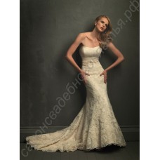 Свадебное платье русалка из кружева с поясом
